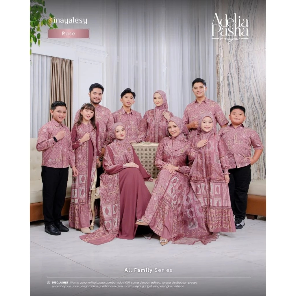 Inayalesy Gamis Adelia Pasha Luxury Dress Rose + Scarf Rose