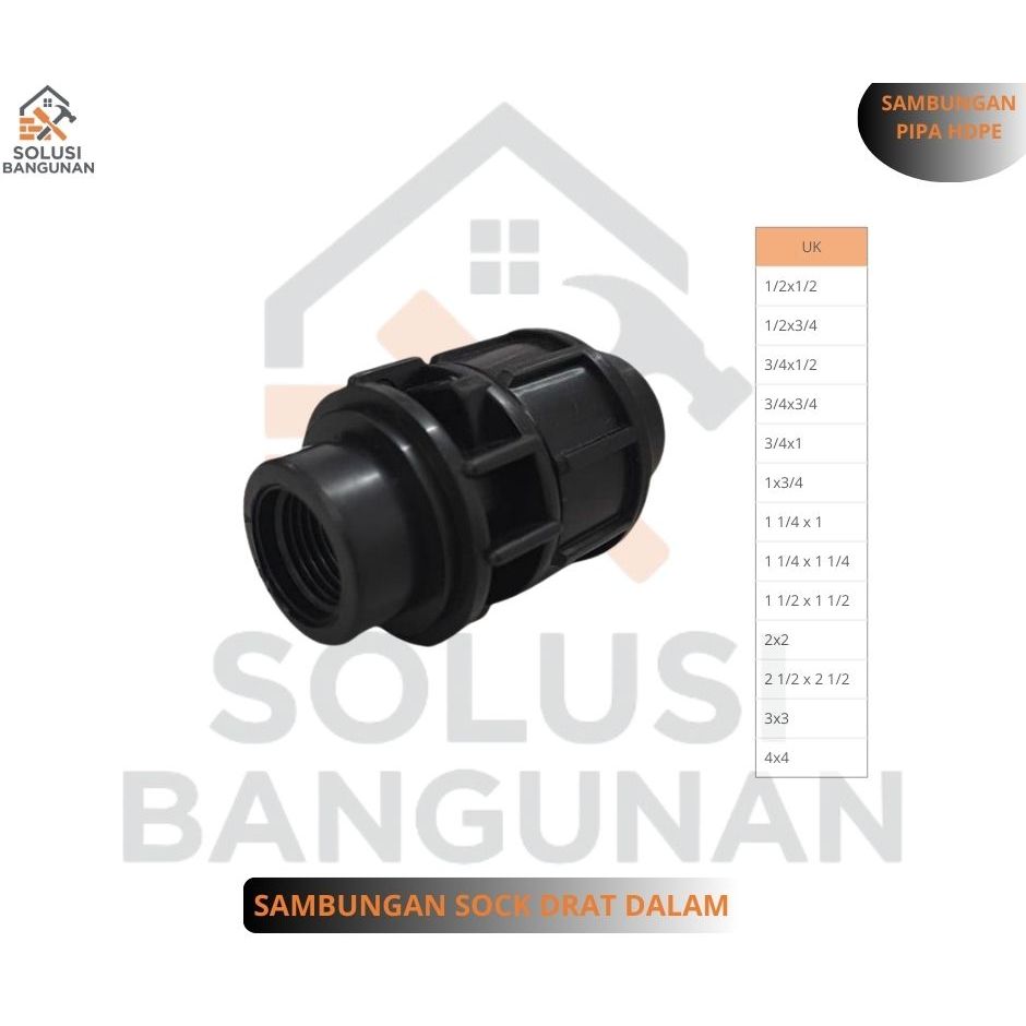 FEMALE THREAD PIPA HDPE 3/4 Inch 25mm Sok Drat Dalam Pipa HDPE 3/4'' Inch