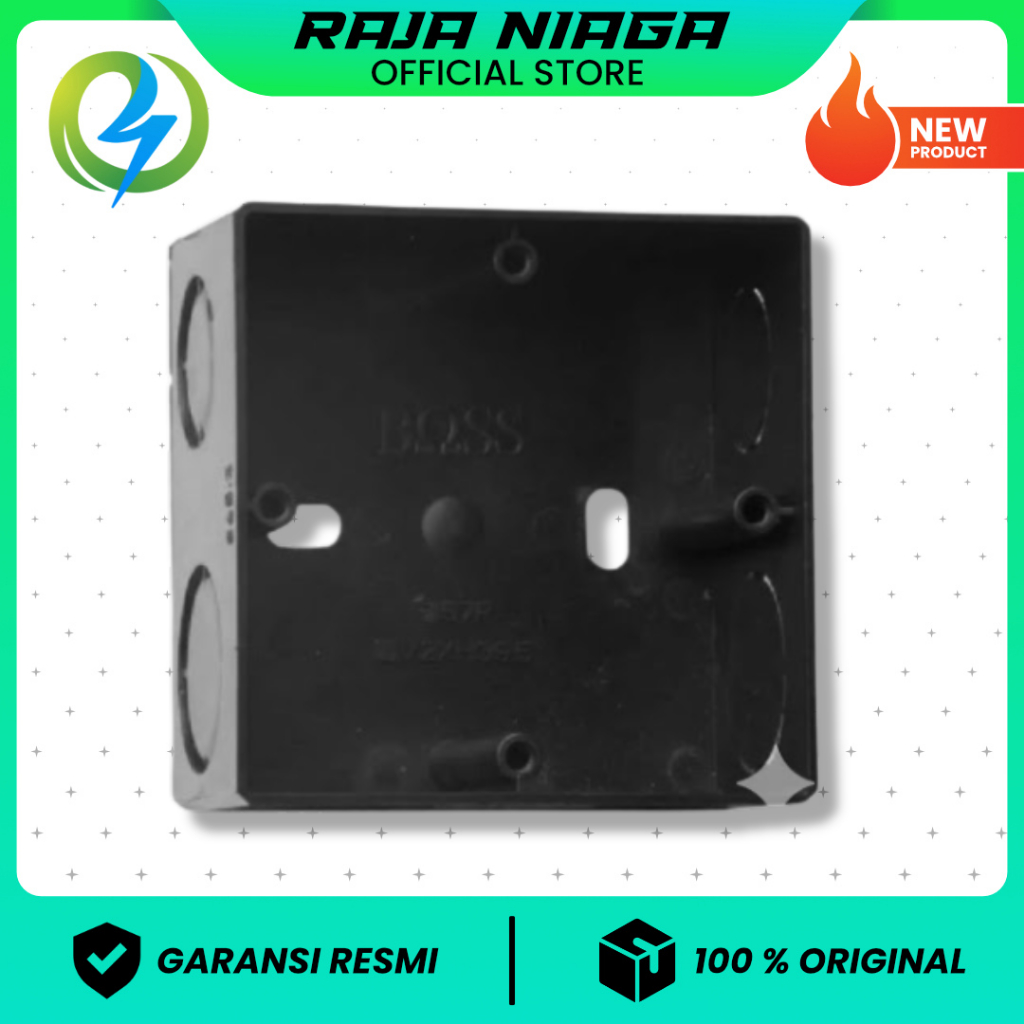 MK Kotak Inbow Dus BOSS Hitam - Box Dudukan Stop Kontak Tanam IB SNI