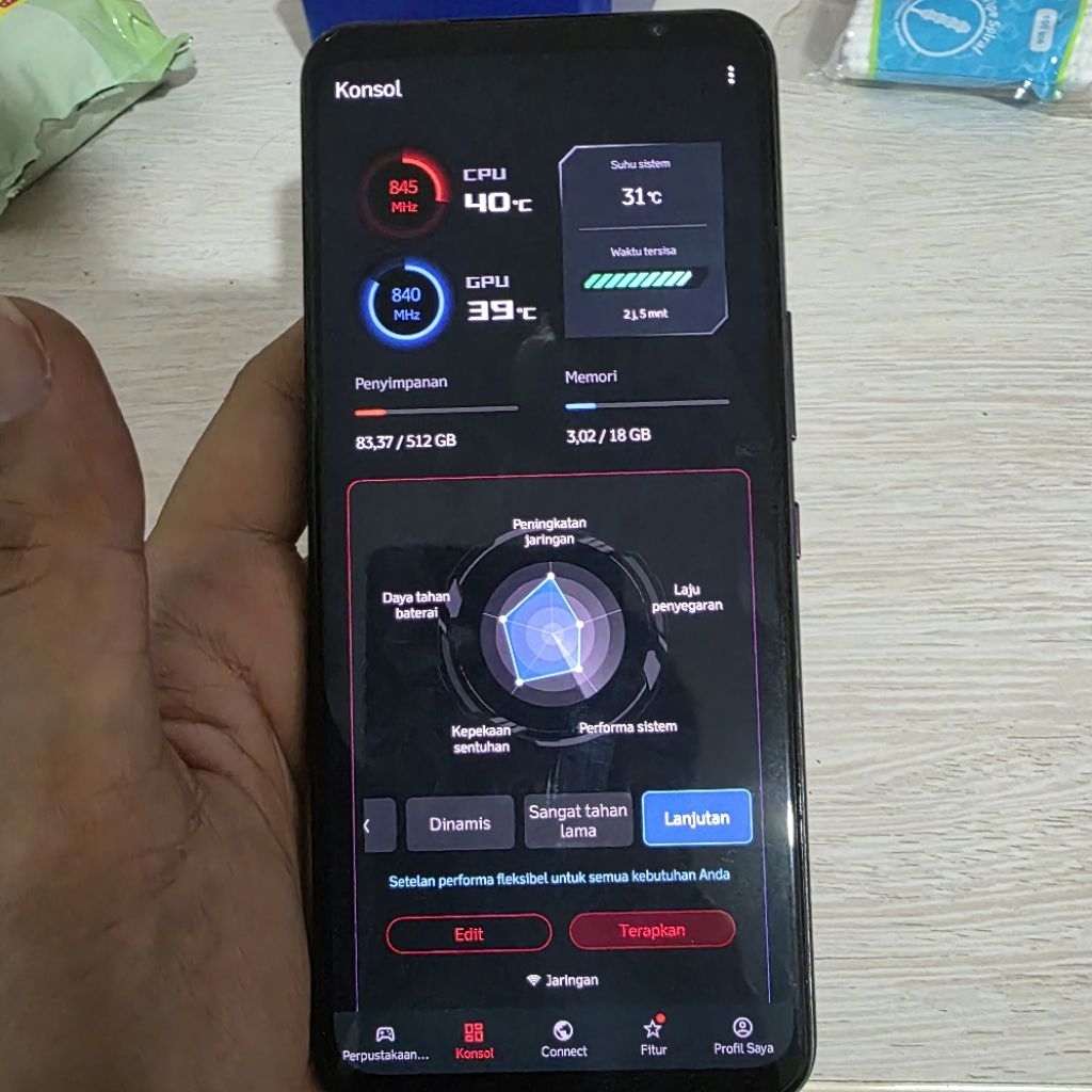 hp seken asus rog phone 5s ram 18 / 512 pemakaian pribadi