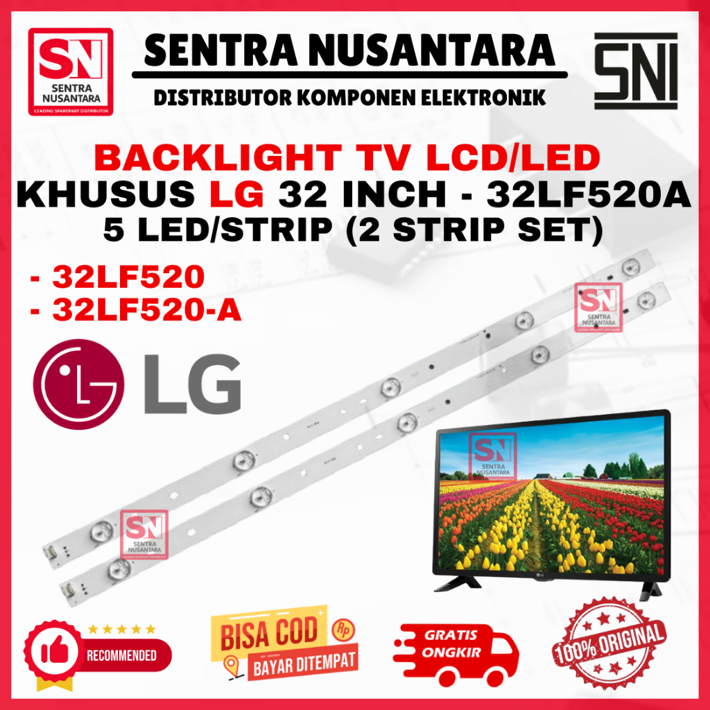 BACKLIGHT TV LED LG 32 INCH 32LF520 32LF520A ORIGINAL | BACKLIGHT TV LG LCD LED TV 5 LED 2 STRIP ASL
