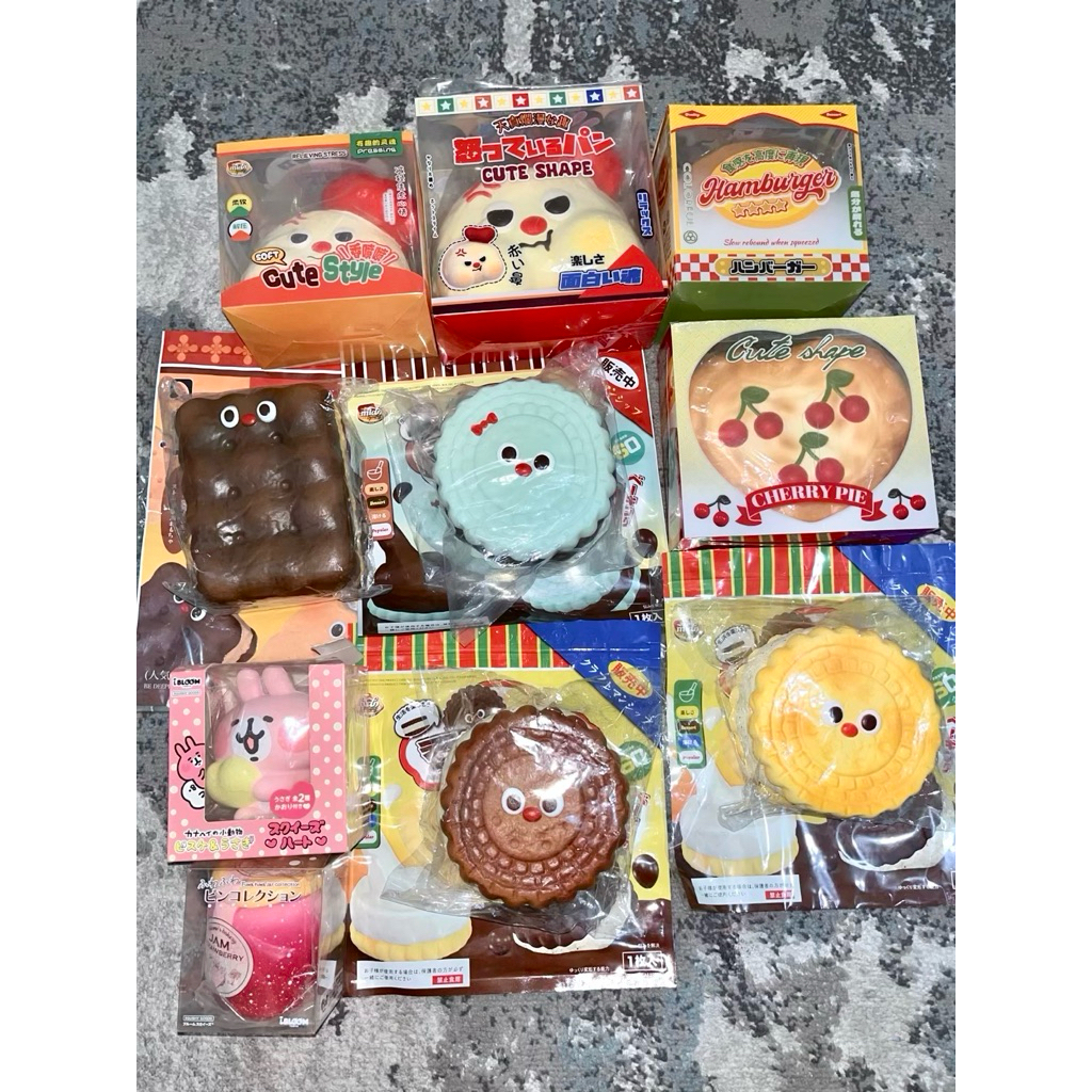 [BACA DESKRIPSI] preloved squishy ibloom, punimaru strawberry, punimaru mochi seal, animal bun, mars