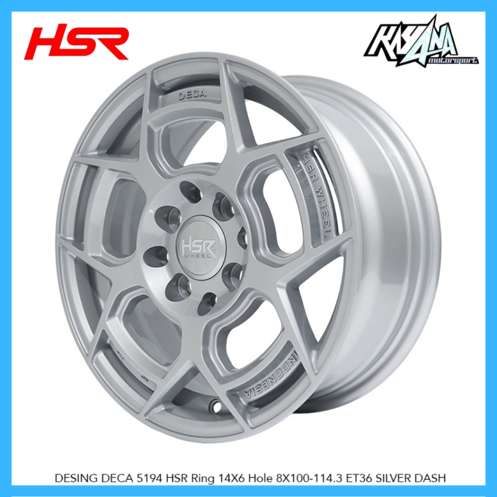 Velg HSR Ring 14 Hole 4x100 Velg Brio Karimun Kotak Sigra Ayla Agya HSR Desing Deca R14 Lebar 6 Et-3