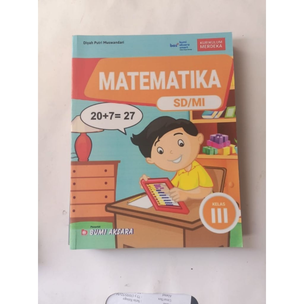 buku Matematika kelas 3 SD penerbit Bumi Aksara kurikulum merdeka