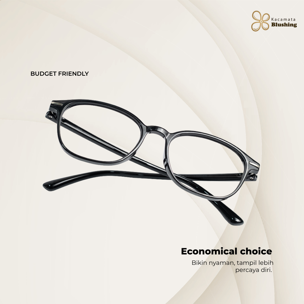 KACAMATA BLUSHING - Frame Kacamata KENYA Black Hitam Wajah Kecil Unisex