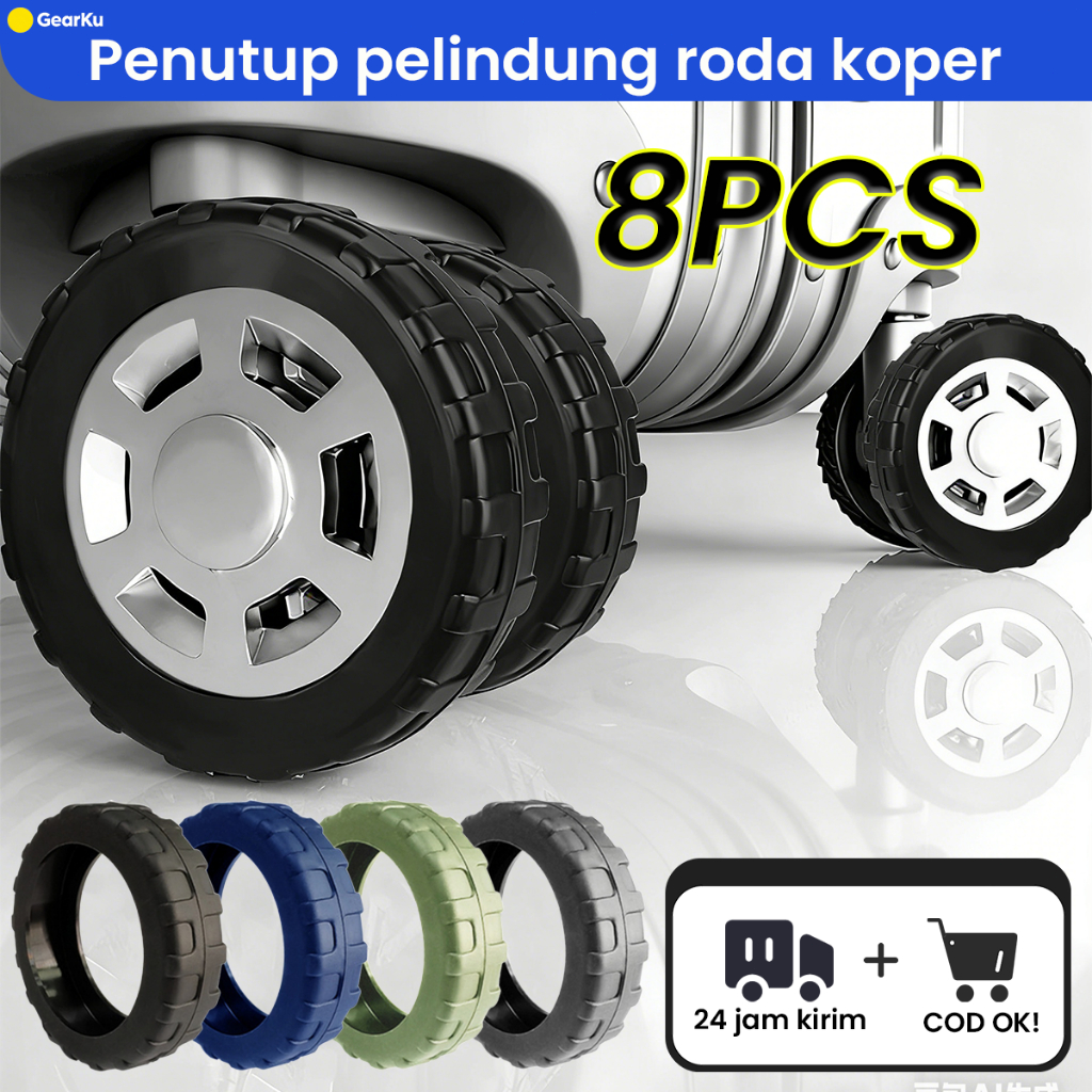 8PCS Ring Silikon Pelindung Roda Serbaguna - Untuk Koper (55-68mm) & Kursi Kantor, 6 Warna Pilihan, 
