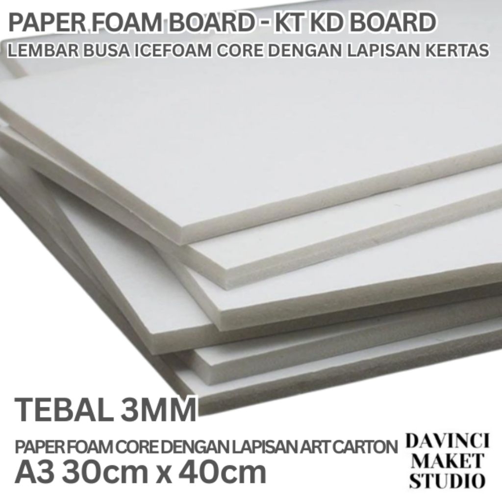 (3.KD) A3 Paper Foam Board 3mm KT KD Board 30x40 Putih - Karton Art Carton Core White EPS Expanded P