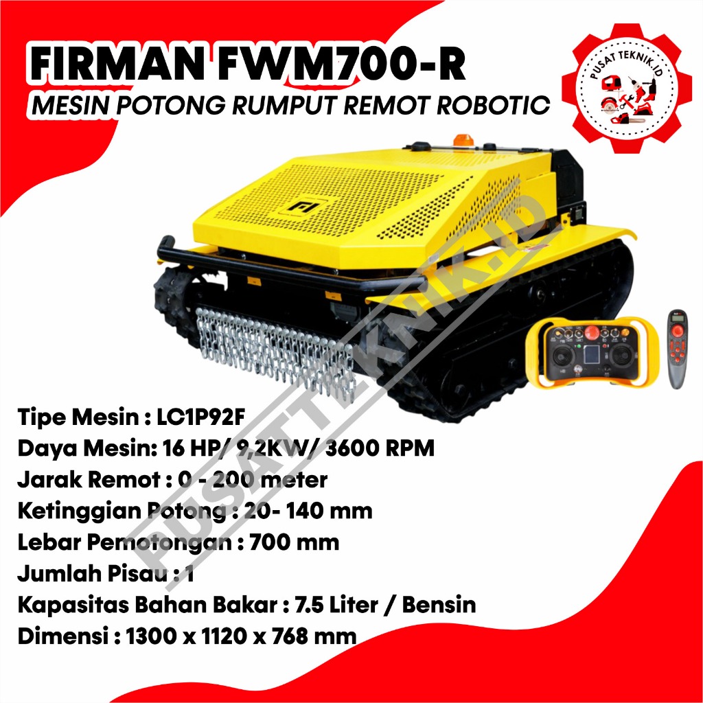 Mesin Potong Rumput Dorong FIRMAN FWM700-R Alat Penghancur Semak Belukar Gulma Kebun FWM 700 R Remot
