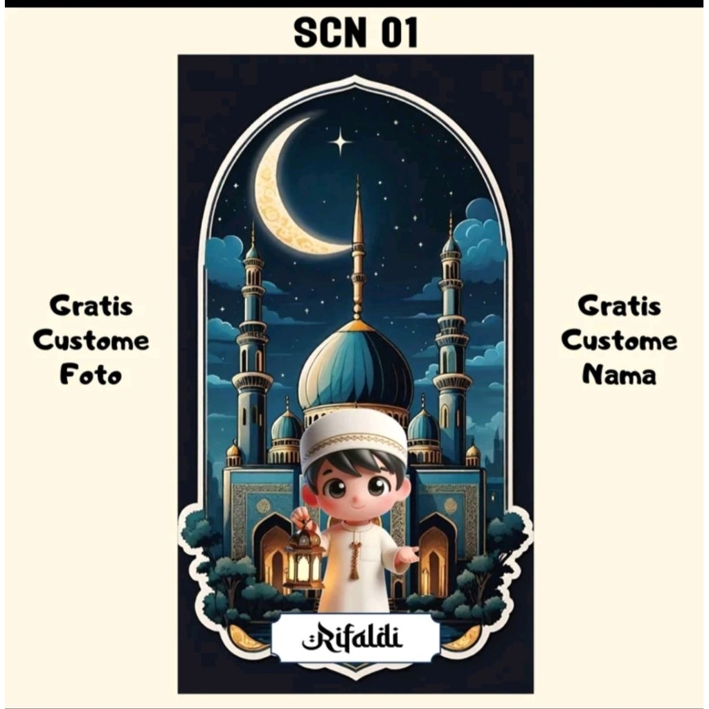 Sajadah anak karakter custom nama
