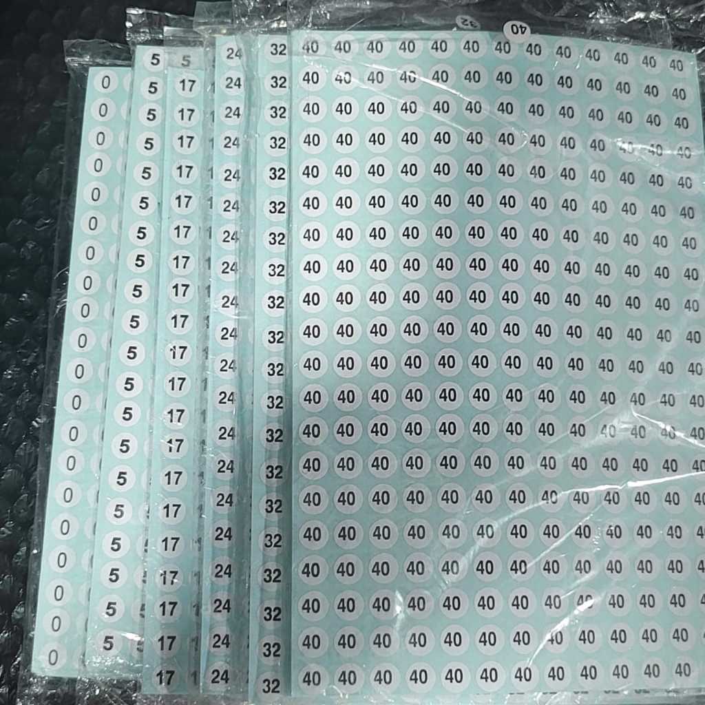 Size Tempel Stiker Baju Angka 0-40