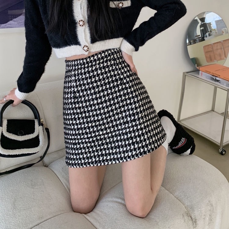 DN83 - Rok Mini Sepan Rajut Wanita Korean Style Tweed Skirt Rok Pendek Korean Style Mini Skirt Korea