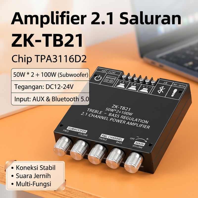 Amplifier 2.1 5.0 Bluetooth 50W 100W Subwoofer 200W TPA3116D2 DC1224V