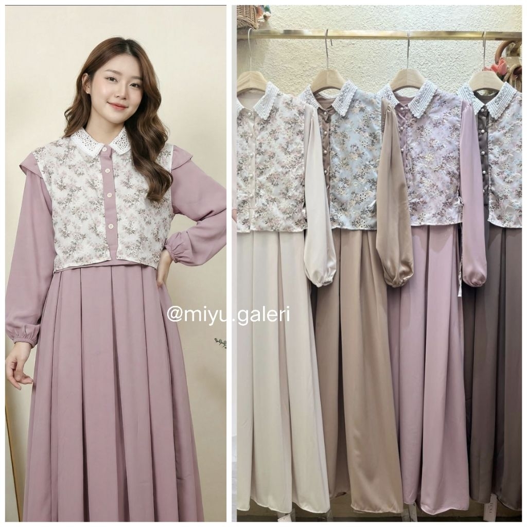 Gamis Wolpeach Rompi Katun Bordir wolfis Kerah Renda korean Style premium cantik