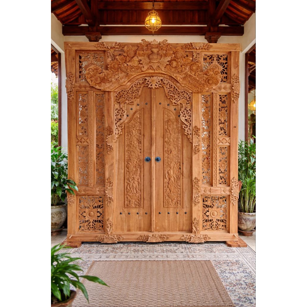 Gebyok Ukir Jepara Kayu Jati Asli Pintu Gebyok Mewah Ukiran Klasik Jawa Gebyok Pintu Rumah Joglo Han