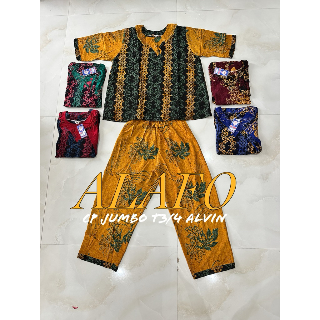 BAJU TIDUR NYAMAN CP JUMBO T3/4 BATIK ALVIN CITAK