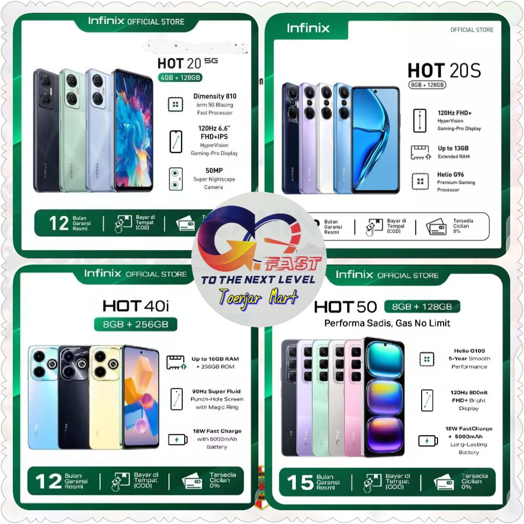 Infinix HOT 20 40 50 60 5G NFC RAM 4 6 8 / 128 256 GB Garansi Resmi