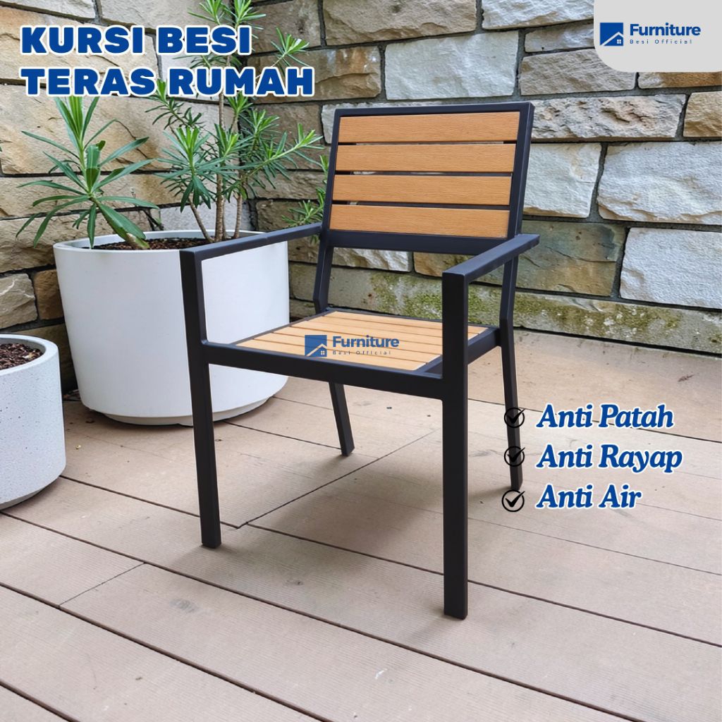 Kursi besi teras rumah/ Kursi teras depan rumah / Kursi taman outdoor sandaran