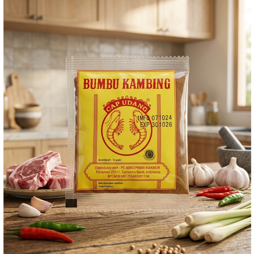 Bumbu Kambing Cap Udang - 10g | Bumbu Gulai, Tongseng, Sate Kambing Praktis