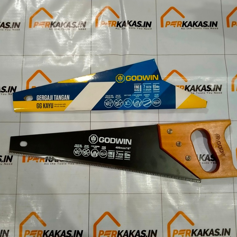 GODWIN GERGAJI TANGAN TEFLON COATED 16 INCH GERGAJI GAGANG KAYU 16"