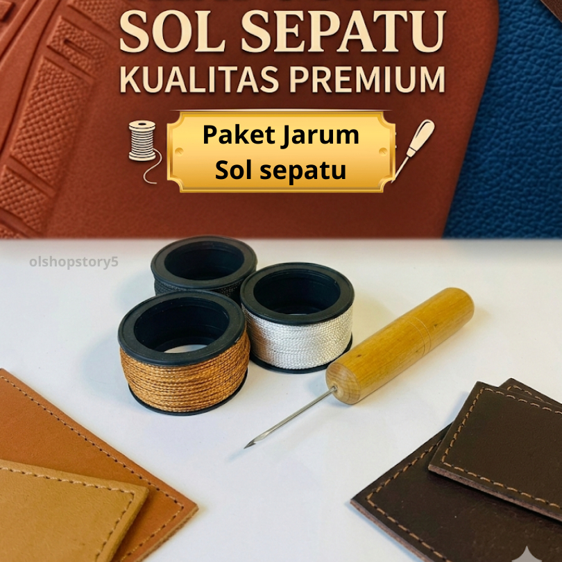 Jarum Jahit Sepatu / Benang Nilon / Jarum Jahit Sandal Sepatu / Alat Jahit Sol Sandal Sepatu A
