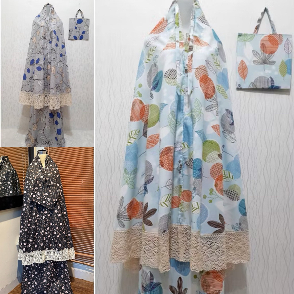 MUKENA KATUN MOTIF BUNGA MUKENA KATUN PREMIUM RENDA LEBAR MOTIF BUNGA BAHAN HALUS DAN CANTIK