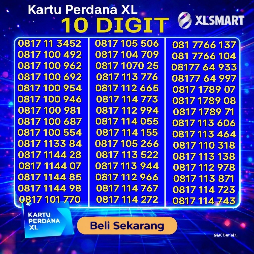 Kartu Perdana Nomor Cantik XL 10 digit - Nomor Cantik XL 10 digit Unik Pilihan Prabayar/isi ulang 4G