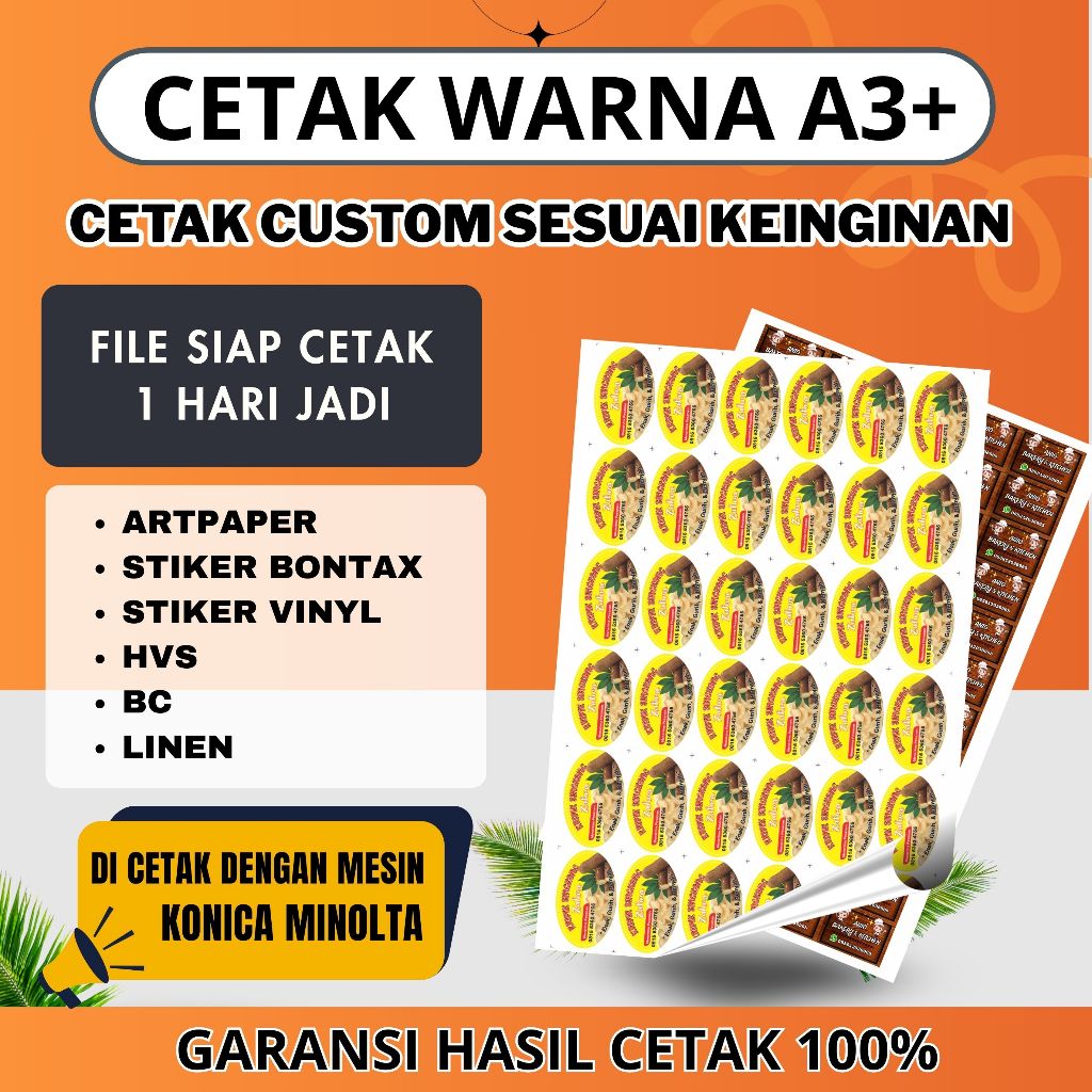 Print A3+ / Cetak Artpaper A3+ / Cetak Stiker A3+ / Cetak 1 Sisi / 2 Sisi