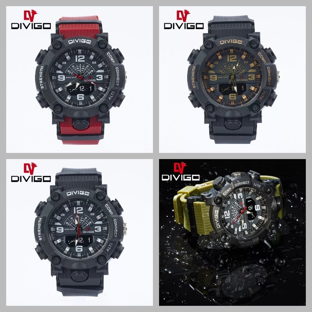Jam Tangan Pria Divigo Analog Sports Strap Rubber