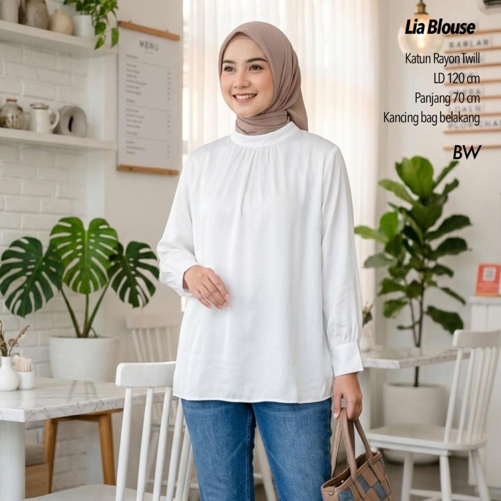 LIA BLOUSE WANITA RAYON TWILL / BLOUSE POLOS / BLOUSE RAYON TWILL