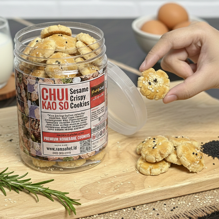 CHUI KAO SO Wijen Premium Butter Renyah Gurih dan Crunchy | Kue Kering Spesial Lebaran | Kemasan Toples Hardtop 350gr dan Jar 750ml by RaMaChef