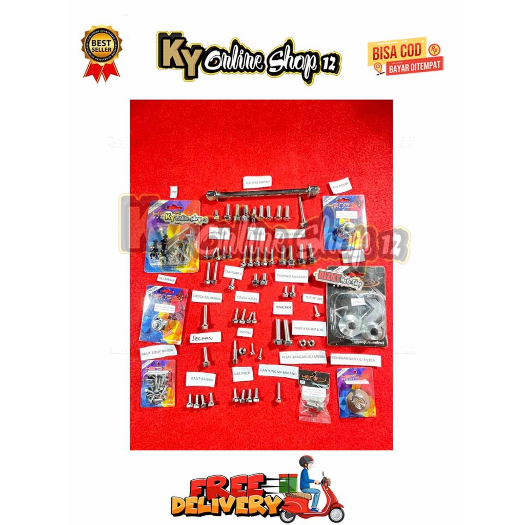 BAUT FULLSET 1 MOTOR BEAT SCOOPY KARBU FI ESP SPACY VARIO 110 TECHNO CW TAHUN 2006 - 2014 CVT KALIPE