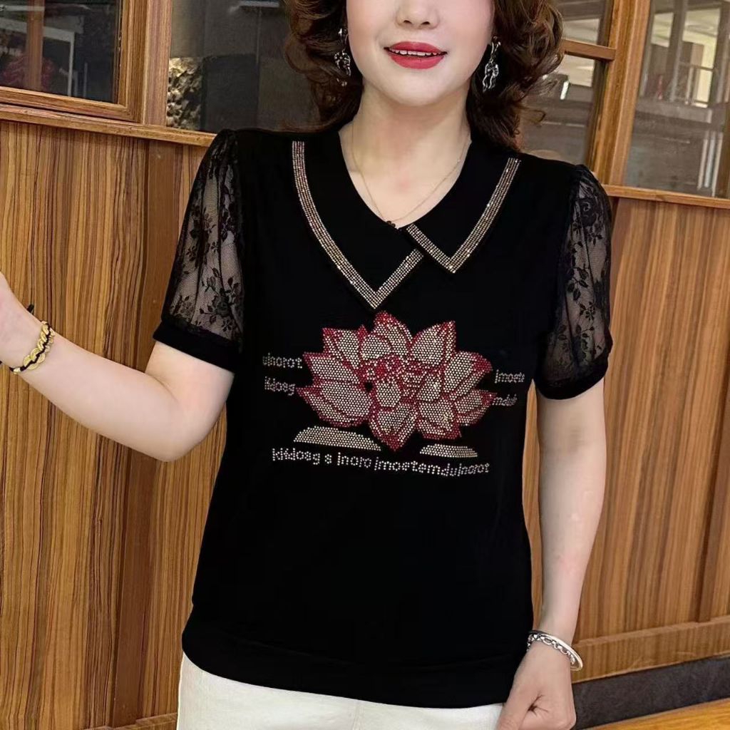 baju kaos wanita imprt motif bunga