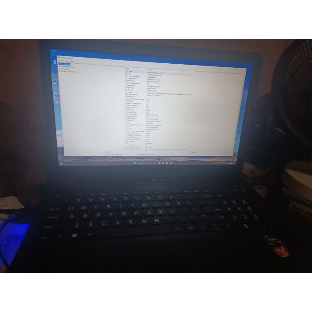 laptop ryzen 7 3700U HP 15-db ram 16 SSD 128