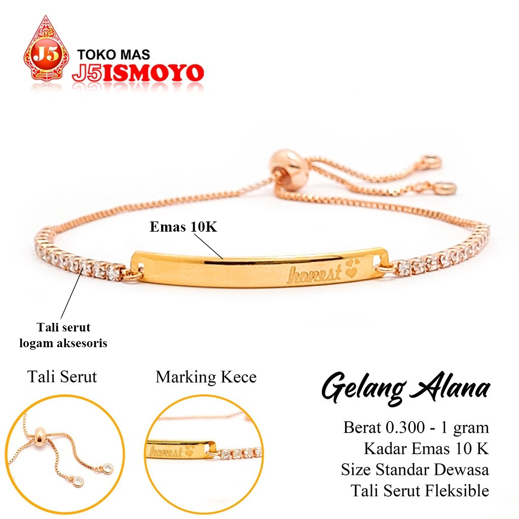 Gelang Tali Serut Kombinasi Emas Alana BTPU J5 Ismoyo