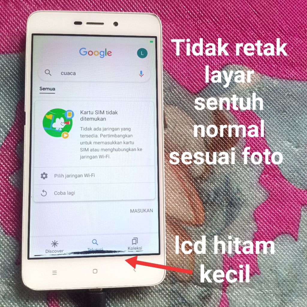 Lcd Touchscreen plus frame Xiaomi Redmi 4A Minus lcd bagaian bawah hitam tapi normal sesuai gambar (