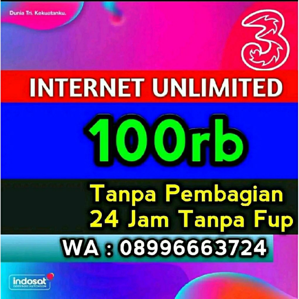 Paket Internet Unlimited Sebulan Tri Dan Semua Operator