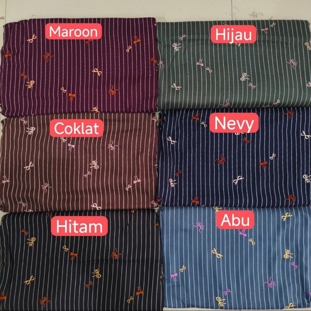 Kain Katun Rayon Viscose Premium Motif Garis-Garis Pita Terbaru
