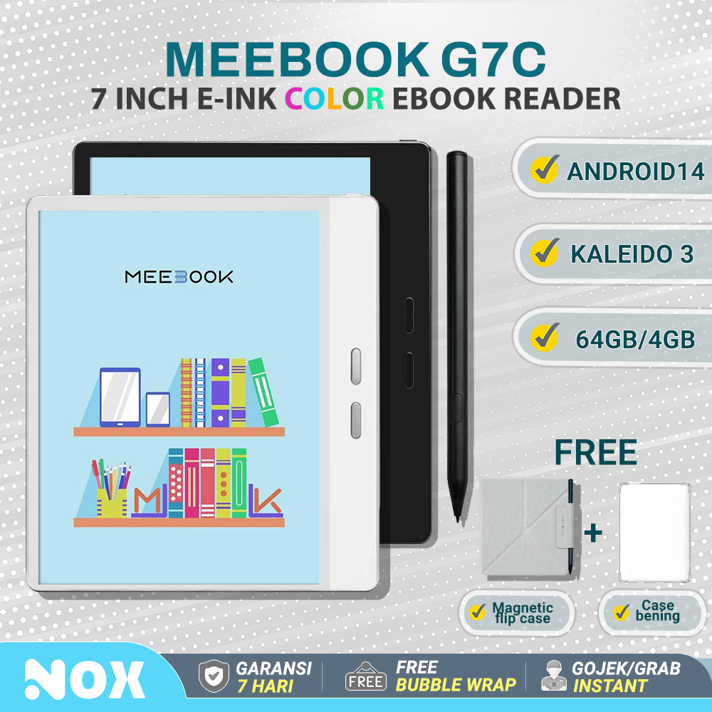 7" color ebook reader Meebook G7C e-ink ebook reader e ink color warna 64gb/ ram 4gb sejenis Kindle,
