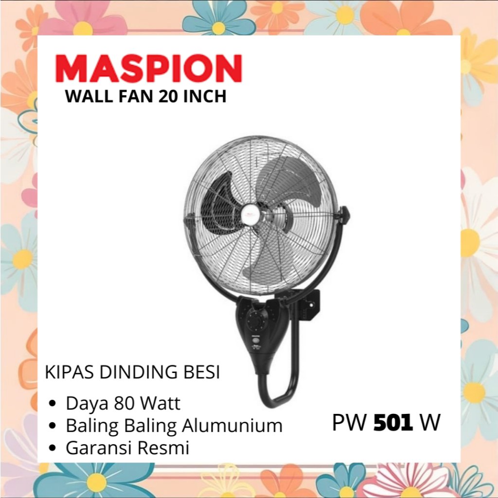 Maspion Kipas Angin Dinding Besi 20 Inch PW 501W 501 W PW501W Ada Tali (KHUSUS EXPEDISI)