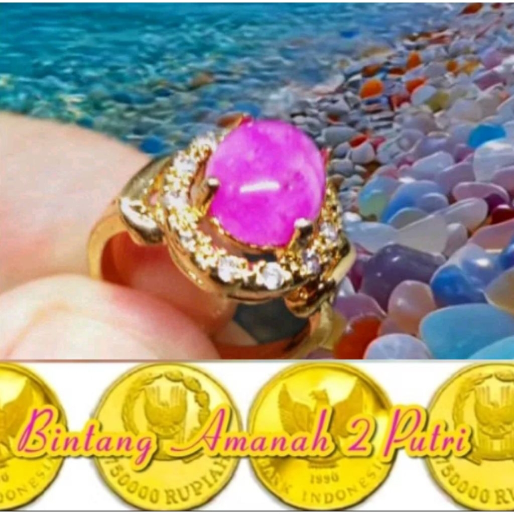 cincin  permata wanita batu zirkon sinar laut super elegan