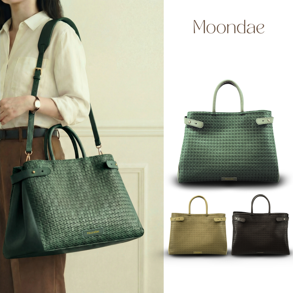 MOON DAE Hannam Tote Bag Tas Wanita Kulit Roman Premium Shopper Bag Besar Muat Laptop Korean Style