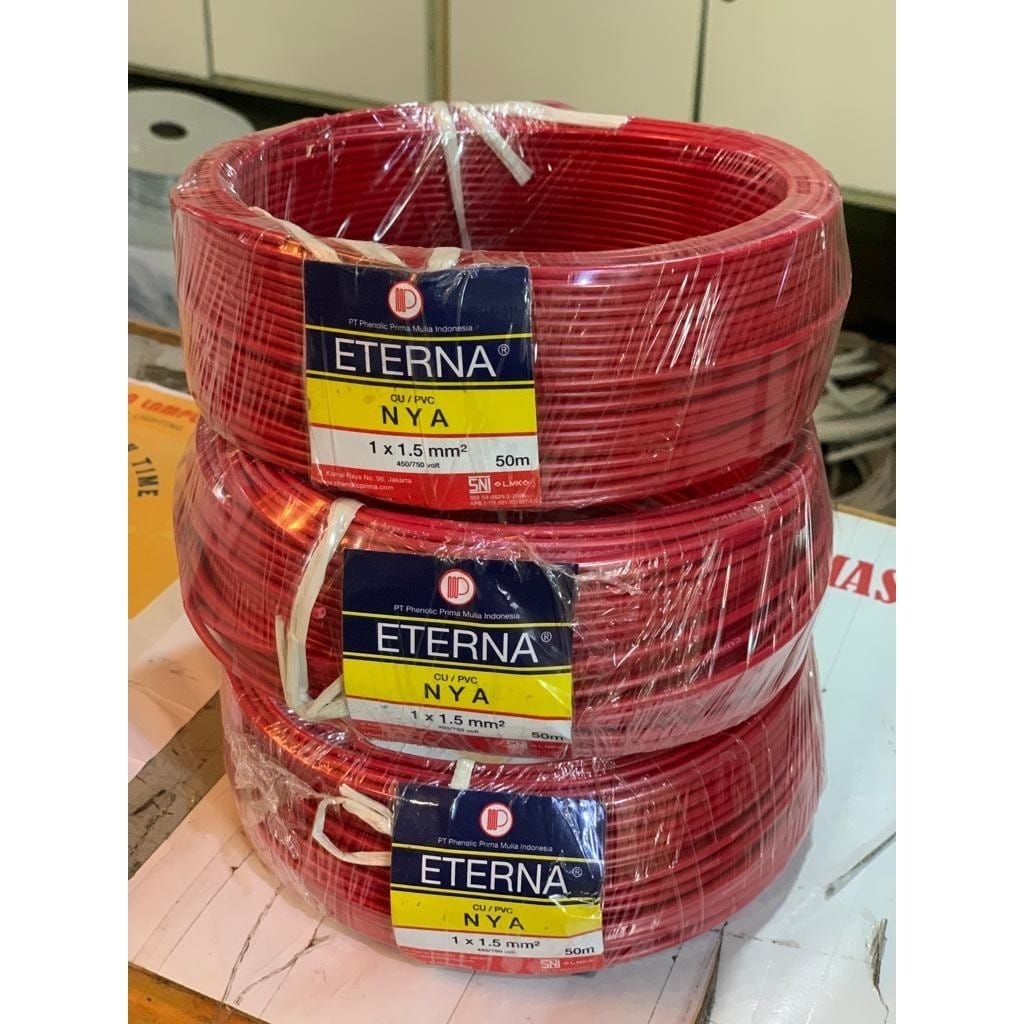 Kabel Listrik Eterna ukuran 1x1,5mm NYA (PERMETER) / Kabel Listrik Eterna ukuran 1x1,5mm NYA (PERMET