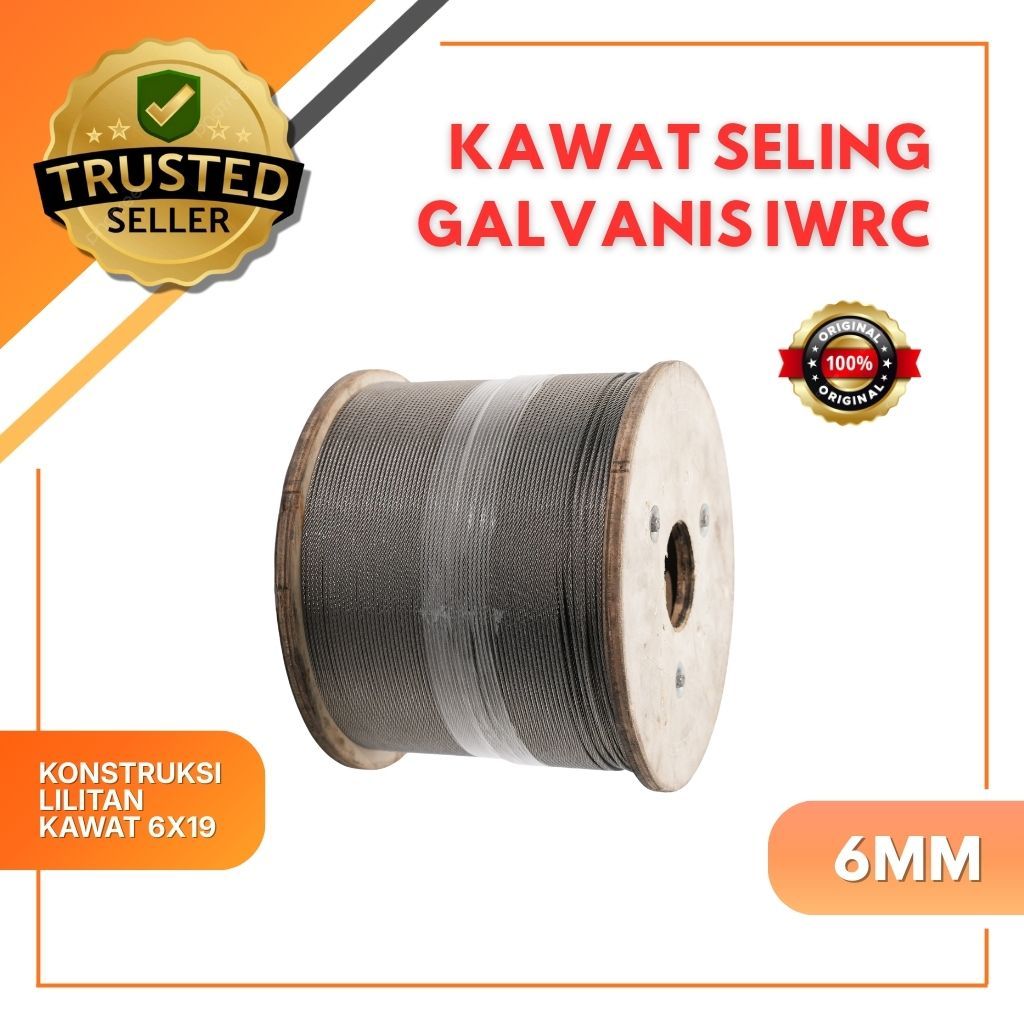 KAWAT SELING GALVANIS IWRC 6x19 (6MM-12MM)/WIRE ROPE GALV IWRC 6x19 (6MM-12MM)