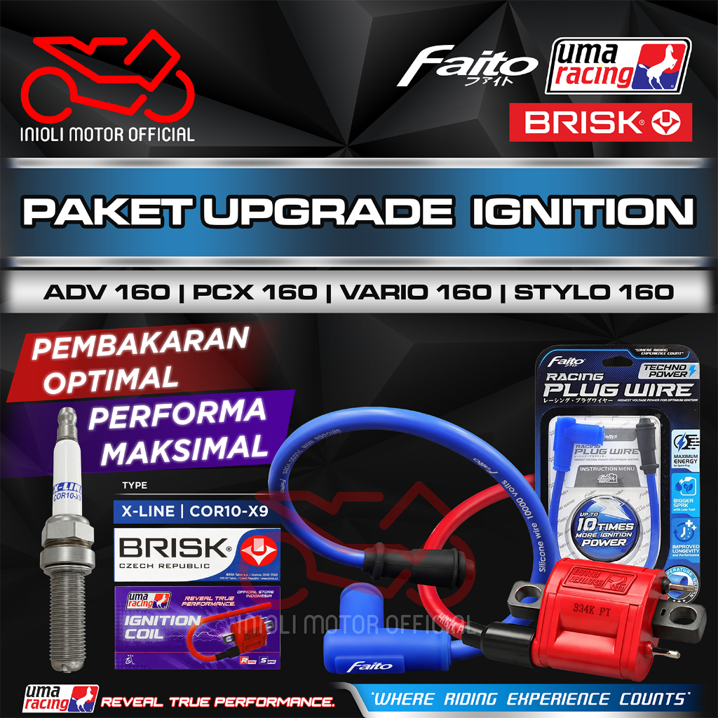 PAKET UPGRADE BUSI IRIDIUM KABEL COP BUSI COIL INJEKSI UMA RACING FAITO BRISK VARIO 160 ADV 160 PCX 
