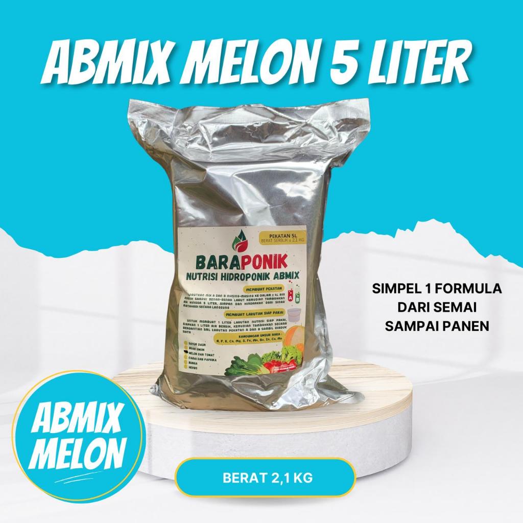 Ab Mix Nutrisi hidroponik Buah melon pekatan 5 L Baraponik 2 kg satu Formula Sampai Panen