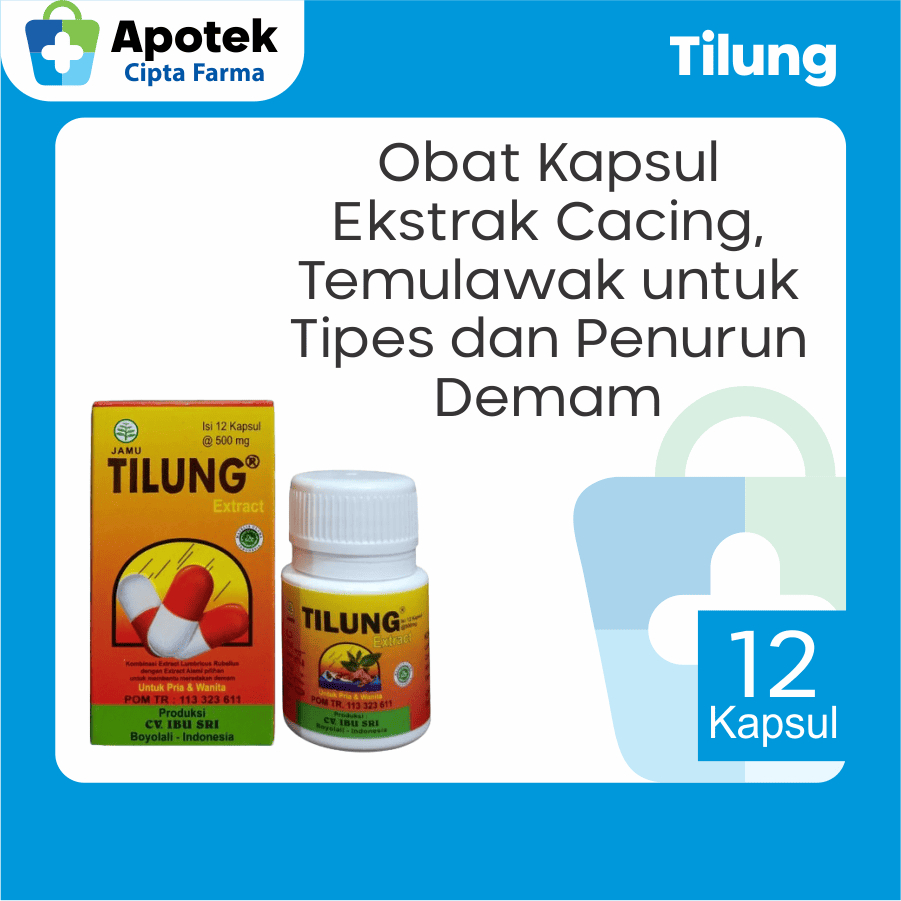 Tilung 12 Kapsul Ekstrak Cacing Temulawak Daun Pepaya Daun Pegangan Obat Kapsul Pereda Gejala Tifus 