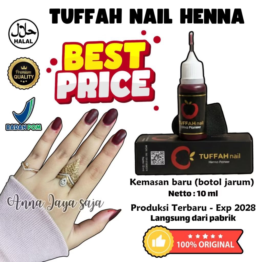 TUFFAH NAIL HENNA ORIGINAL KEMASAN BARU - HENNA TUFFAH - KUTEK HALAL