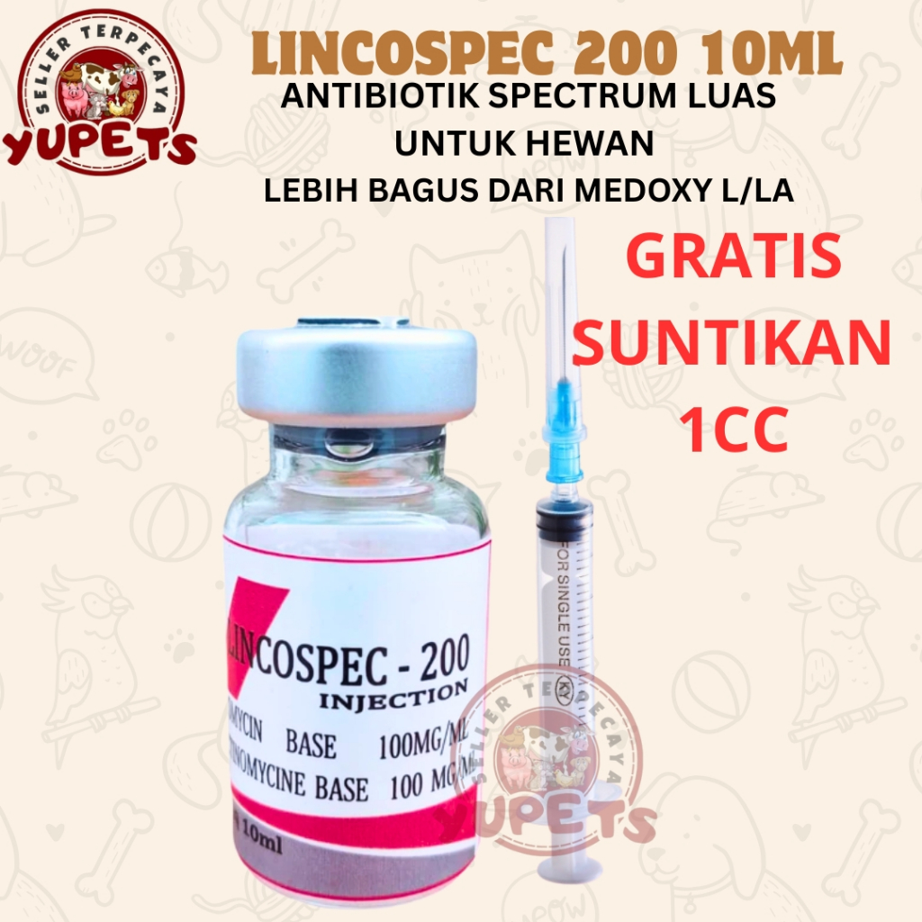 LINCOSPEC 10ML FREE SPUIT 1CC - Obat Ayam Infeksi CRD Snot Ngorok Korisa Berak Hijau Berak Putih