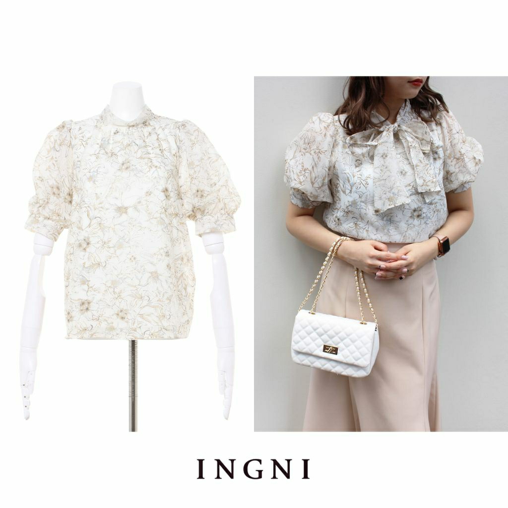BLOUSE PUFFY BALON ORGANZA INGNI FLORAL TOP