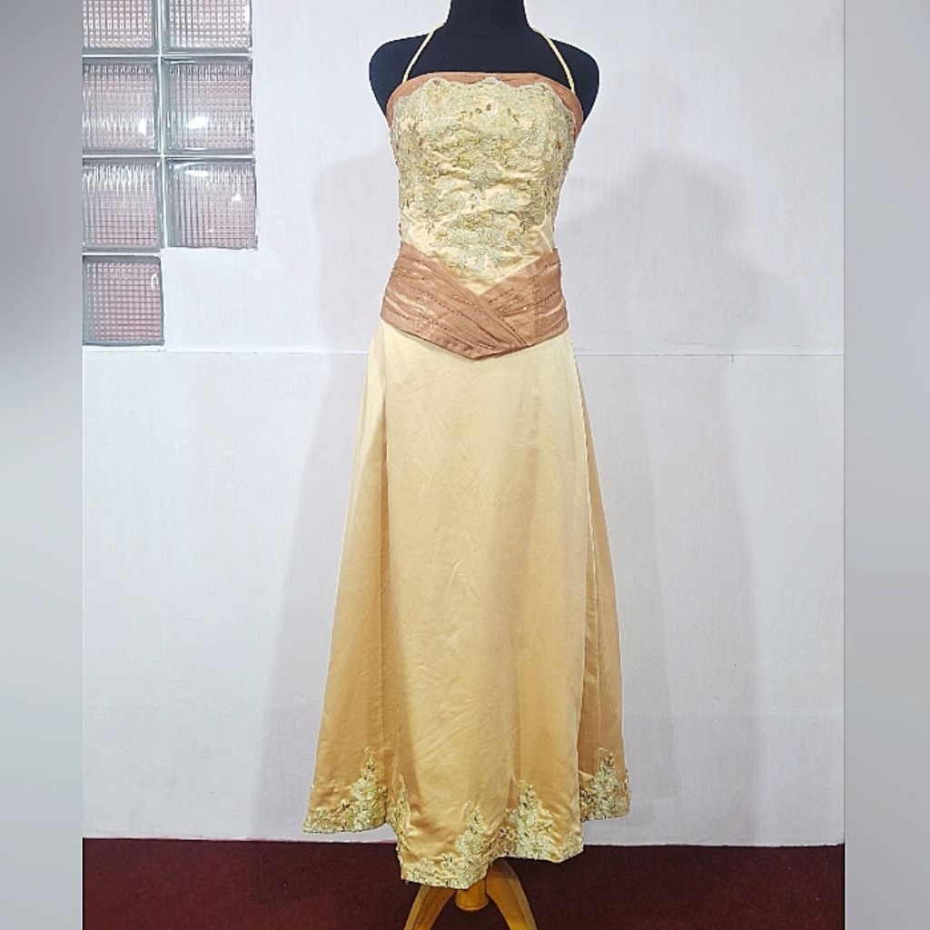 Gaun Pesta / Party Dress Warna Gold (Preloved/bekas)